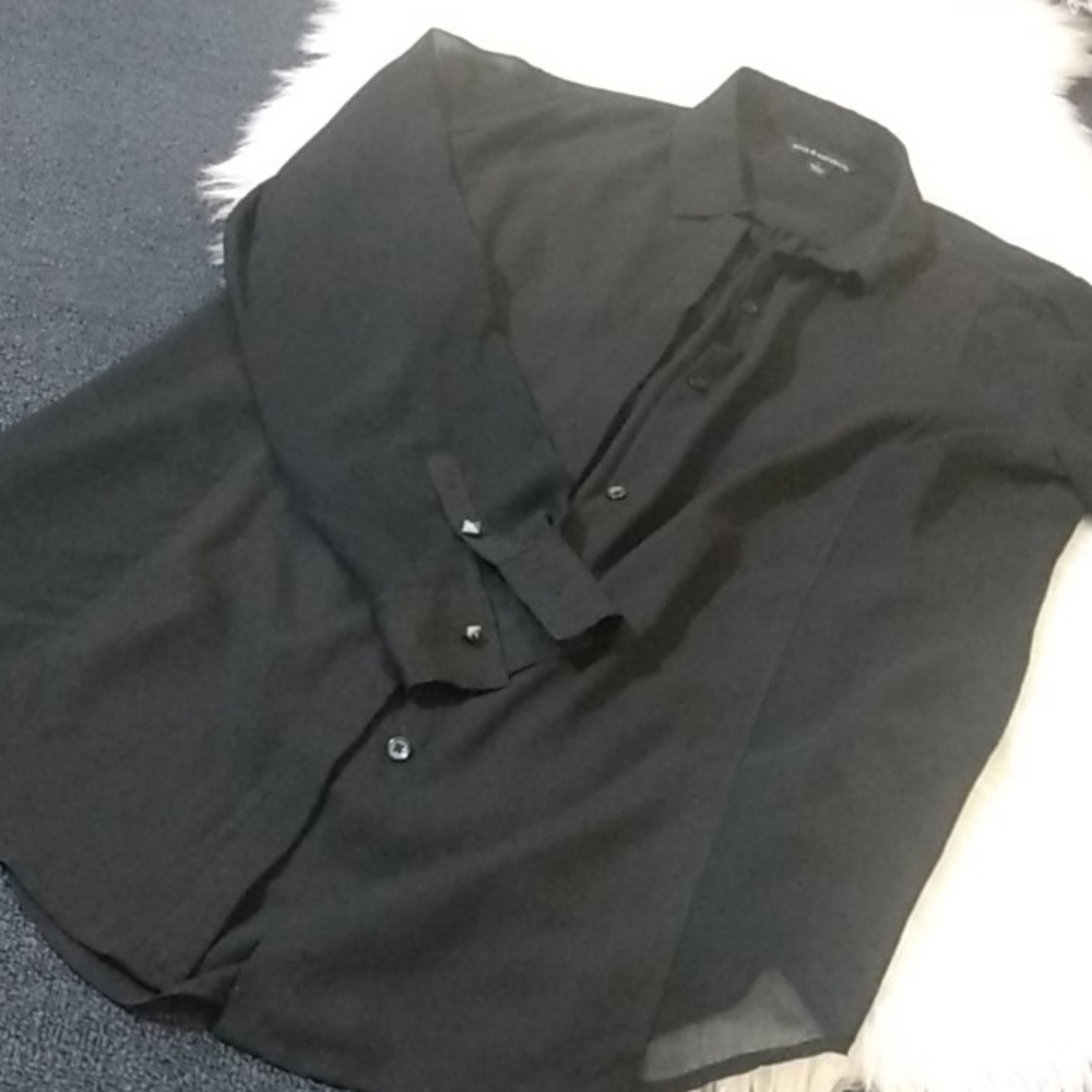 Rock and republic black sheer button down blouse